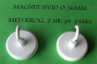 Magnet med krog 36mm, 2 stk. pr. pakke, bæreevne 10kg